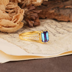 Unique and Luxurious 4-Prong Emerald Cut Alexandrite Engagement Ring - Additional view