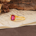 Unique and Luxurious 4-Prong Emerald Cut Ruby Engagement Ring - Additional view