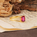 Unique and Luxurious 4-Prong Emerald Cut Ruby Engagement Ring - Additional view