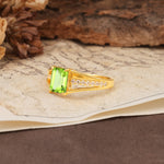 Unique and Luxurious 4-Prong Emerald Cut Peridot Engagement Ring - Additional view