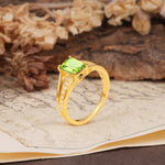 Unique and Luxurious 4-Prong Emerald Cut Peridot Engagement Ring - Additional view