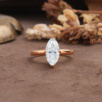 Unique and Luxurious 4-Prong Marquise Cut Moissanite Engagement Ring - Additional view