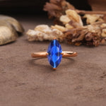 Unique and Luxurious 4-Prong Marquise Cut Sapphire Engagement Ring - Additional view