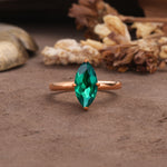 Unique and Luxurious 4-Prong Marquise Cut Emerald Engagement Ring - Additional view