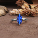 Unique and Luxurious 4-Prong Marquise Cut Sapphire Engagement Ring - Additional view