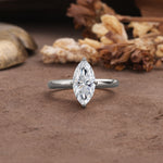 Unique and Luxurious 4-Prong Marquise Cut Lab Diamond Engagement Ring - Additional view