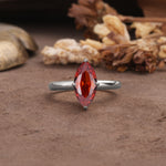 Unique and Luxurious 4-Prong Marquise Cut Garnet Engagement Ring - Additional view