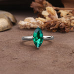 Unique and Luxurious 4-Prong Marquise Cut Emerald Engagement Ring - Additional view