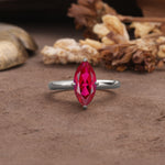 Unique and Luxurious 4-Prong Marquise Cut Ruby Engagement Ring - Additional view