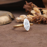 Unique and Luxurious 4-Prong Marquise Cut Moissanite Engagement Ring - Additional view