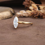 Unique and Luxurious 4-Prong Marquise Cut Moissanite Engagement Ring - Additional view