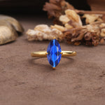 Unique and Luxurious 4-Prong Marquise Cut Sapphire Engagement Ring - Additional view
