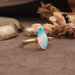 Unique and Luxurious 4-Prong Marquise Cut Fire Opal Engagement Ring - Additional view