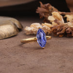 Unique and Luxurious 4-Prong Marquise Cut Tanzanite Engagement Ring - Additional view