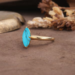 Unique and Luxurious 4-Prong Marquise Cut Turquoise Engagement Ring - Additional view