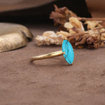 Unique and Luxurious 4-Prong Marquise Cut Turquoise Engagement Ring - Additional view