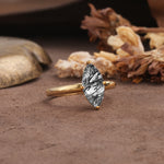 Unique and Luxurious 4-Prong Marquise Cut Black Rutilated Quartz Engagement Ring - Additional view