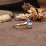 Unique and Luxurious 4-Prong Marquise Cut Black Rutilated Quartz Engagement Ring - Additional view