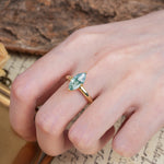 Unique and Luxurious 4-Prong Marquise Cut Moss Agate Engagement Ring - Additional view