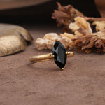 Unique and Luxurious 4-Prong Marquise Cut Black Onyx Engagement Ring - Additional view