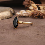 Unique and Luxurious 4-Prong Marquise Cut Black Onyx Engagement Ring - Additional view