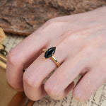 Unique and Luxurious 4-Prong Marquise Cut Black Onyx Engagement Ring - Additional view