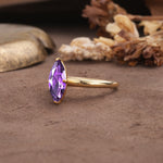 Unique and Luxurious 4-Prong Marquise Cut Amethyst Engagement Ring - Additional view