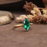 Unique and Luxurious 4-Prong Marquise Cut Emerald Engagement Ring - Additional view