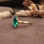 Unique and Luxurious 4-Prong Marquise Cut Emerald Engagement Ring - Additional view