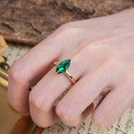 Unique and Luxurious 4-Prong Marquise Cut Emerald Engagement Ring - Additional view
