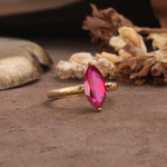 Unique and Luxurious 4-Prong Marquise Cut Ruby Engagement Ring - Additional view