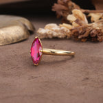 Unique and Luxurious 4-Prong Marquise Cut Ruby Engagement Ring - Additional view