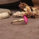 Unique and Luxurious 4-Prong Marquise Cut Ruby Engagement Ring - Additional view