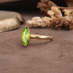 Unique and Luxurious 4-Prong Marquise Cut Peridot Engagement Ring - Additional view