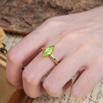 Unique and Luxurious 4-Prong Marquise Cut Peridot Engagement Ring - Additional view