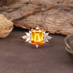 Luxurious and Unique 8-Prong Emerald Cut Citrine Engagement Ring - Additional view