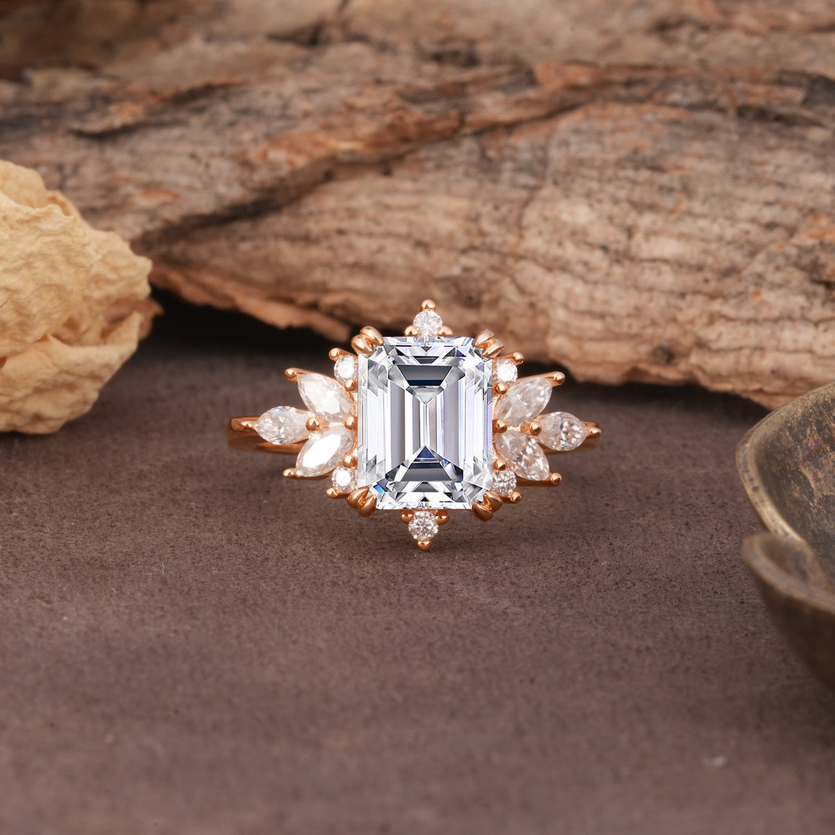 Luxurious and Unique 8-Prong Emerald Cut Lab Diamond Engagement Ring - Additional view