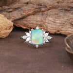 Luxurious and Unique 8-Prong Emerald Cut Fire Opal Engagement Ring - Additional view