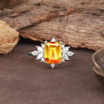 Luxurious and Unique 8-Prong Emerald Cut Citrine Engagement Ring - Additional view
