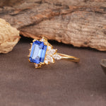 Luxurious and Unique 8-Prong Emerald Cut Sapphire Engagement Ring - Additional view