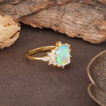 Luxurious and Unique 8-Prong Emerald Cut Fire Opal Engagement Ring - Additional view