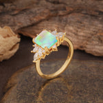 Luxurious and Unique 8-Prong Emerald Cut Fire Opal Engagement Ring - Additional view