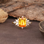 Luxurious and Unique 8-Prong Emerald Cut Citrine Engagement Ring - Additional view