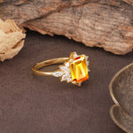 Luxurious and Unique 8-Prong Emerald Cut Citrine Engagement Ring - Additional view