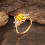 Luxurious and Unique 8-Prong Emerald Cut Citrine Engagement Ring - Additional view