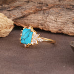 Luxurious and Unique 8-Prong Emerald Cut Turquoise Engagement Ring - Additional view