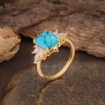 Luxurious and Unique 8-Prong Emerald Cut Turquoise Engagement Ring - Additional view