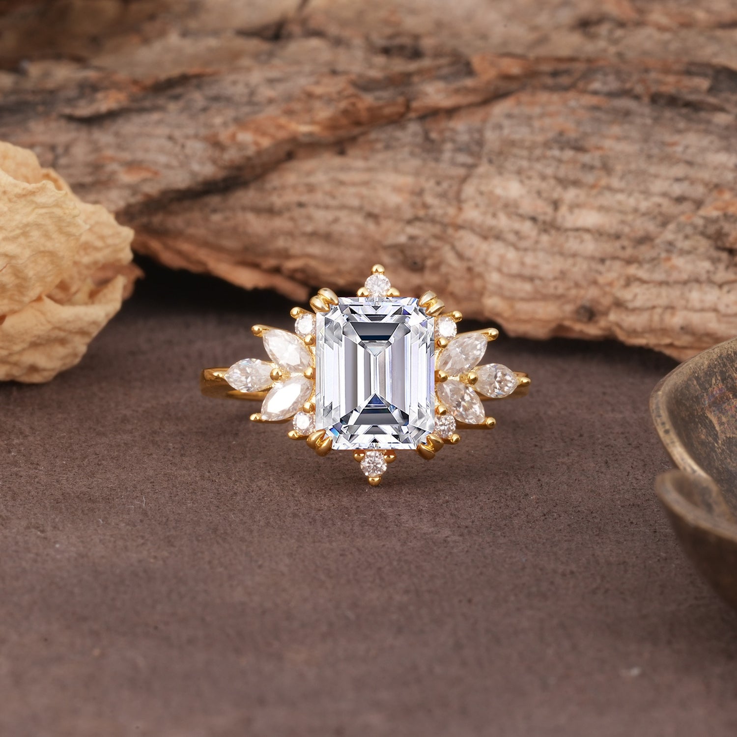 Luxurious and Unique 8-Prong Emerald Cut Lab Diamond Engagement Ring - Additional view