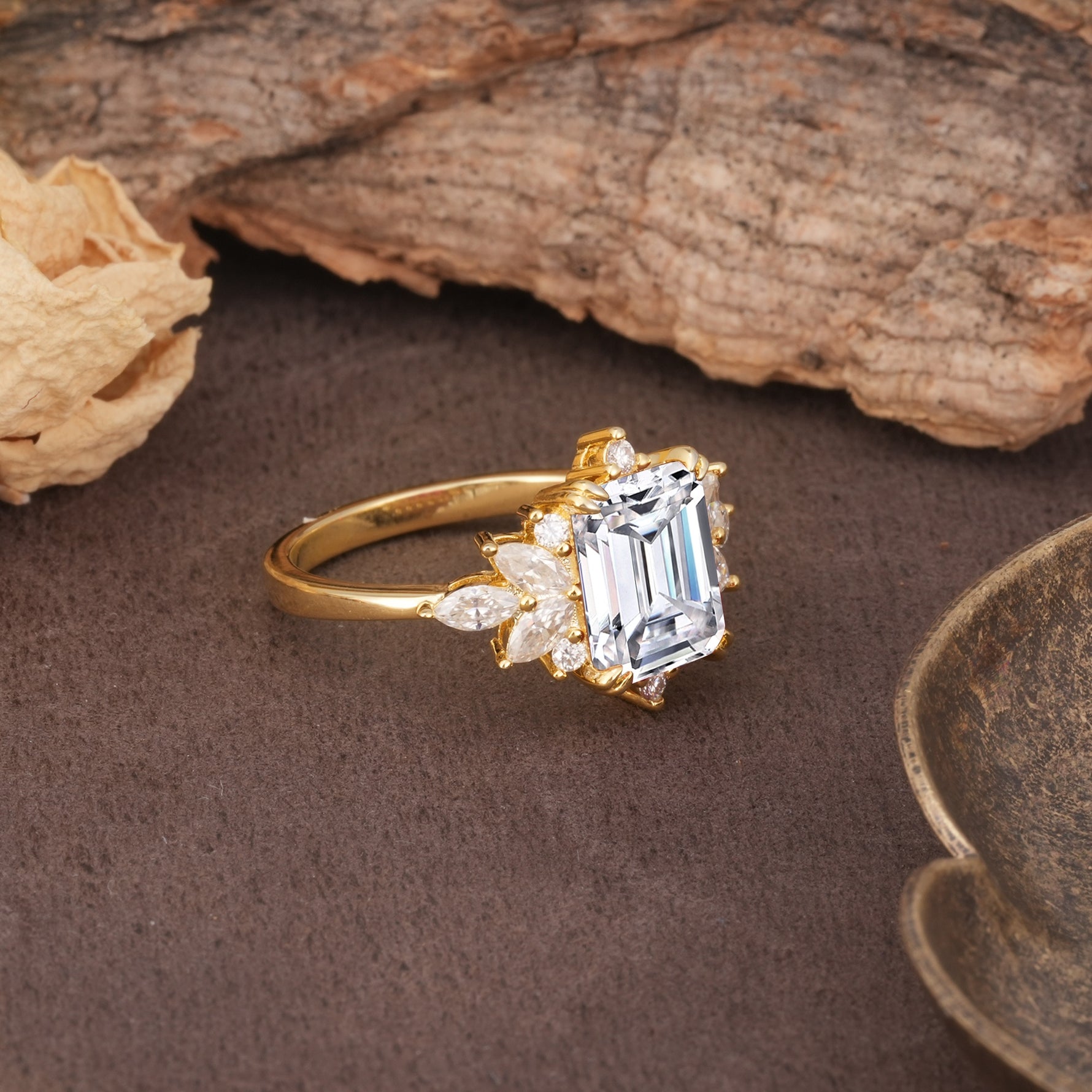 Luxurious and Unique 8-Prong Emerald Cut Lab Diamond Engagement Ring - Additional view