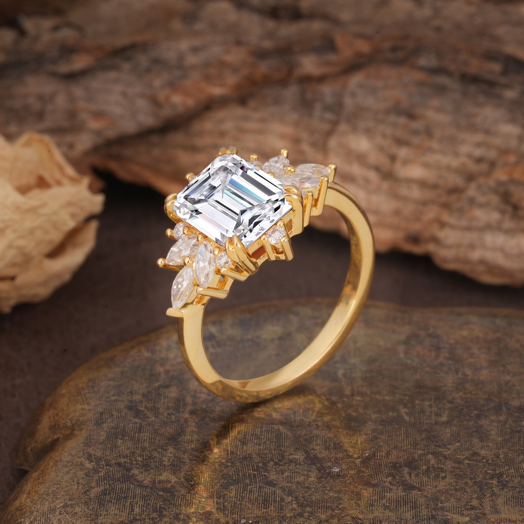 Luxurious and Unique 8-Prong Emerald Cut Lab Diamond Engagement Ring - Additional view